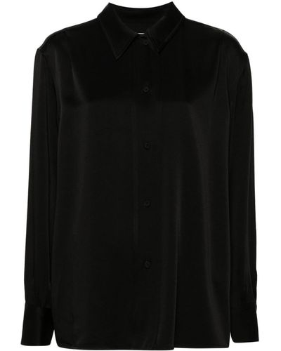 Jil Sander Pointed-collar Satin Shirt - Black