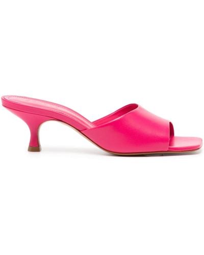 SCHUTZ SHOES 70mm Square-toe Leather Mules - Pink