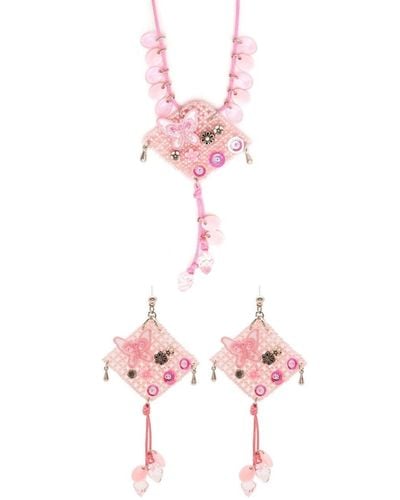 Amir Slama Bead-embellished Pendant - Pink