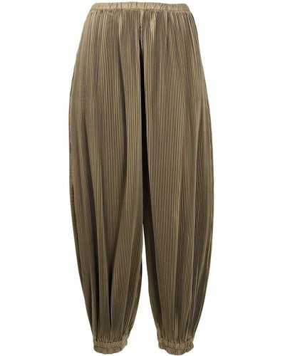 Enfold Plissé Tapered Trousers - Green