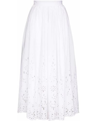 Chloé Broderie Anglaise Flared Skirt - White