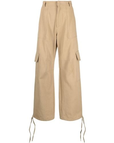 Moschino Logo-embroidered Cargo Palazzo Trousers - Natural