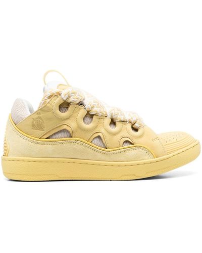 Lanvin Leather Curb Sneakers - Yellow