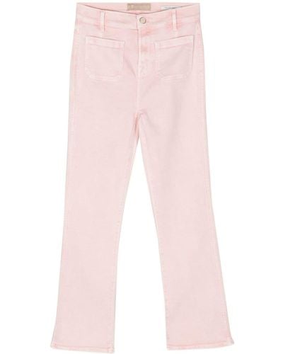 7 For All Mankind Hw Slim Kick High-rise Cropped Jeans - Pink