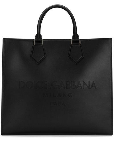 Dolce & Gabbana Bolso shopper con logo en relieve - Negro
