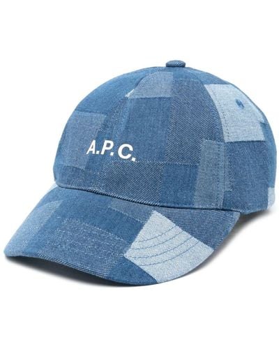 A.P.C. Jeans-Baseballkappe mit Logo-Print - Blau