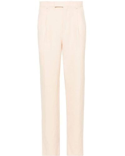 Zegna Oasi Tapered-leg Linen Trousers - Natural