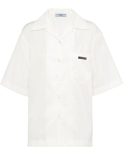 Prada Oversized Branded-tab Recycled-nylon Shirt - White