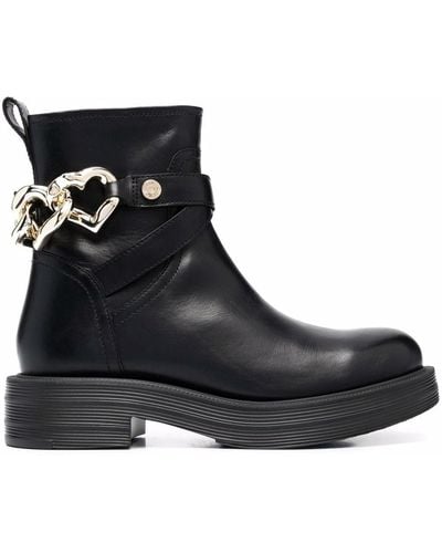 Love Moschino Heart-charm Ankle Boots - Black