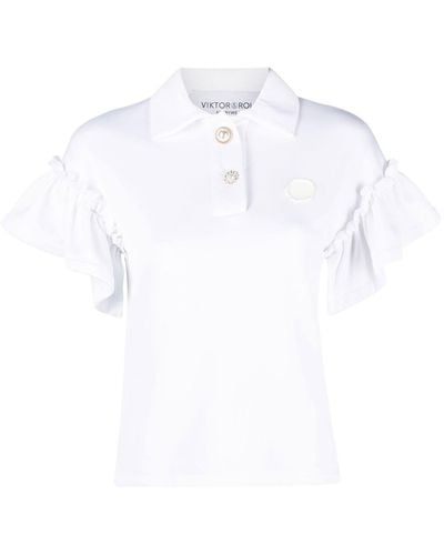Viktor & Rolf Ruffle-sleeve Polo Shirt - White