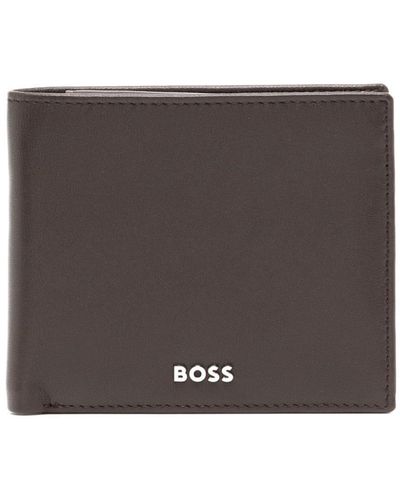 BOSS Logo-plaque Leather Wallet - Brown