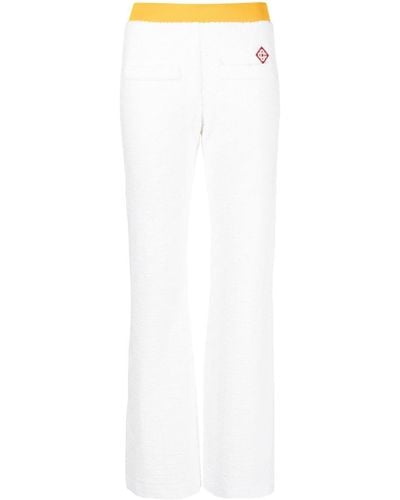 Casablancabrand Pantalon en tissu éponge à logo embossé - Blanc