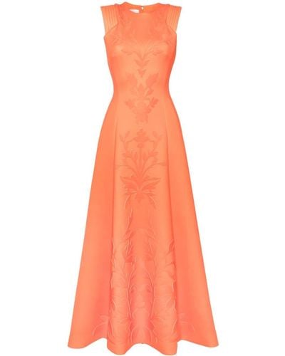 Saiid Kobeisy Floral-detail Neoprene Gown - Orange