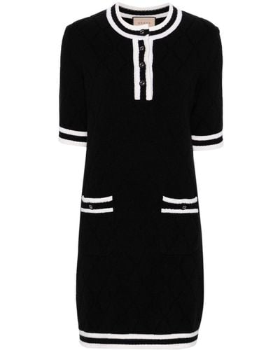 Gucci Wollen Mini-jurk Met Gestreepte Afwerking - Zwart