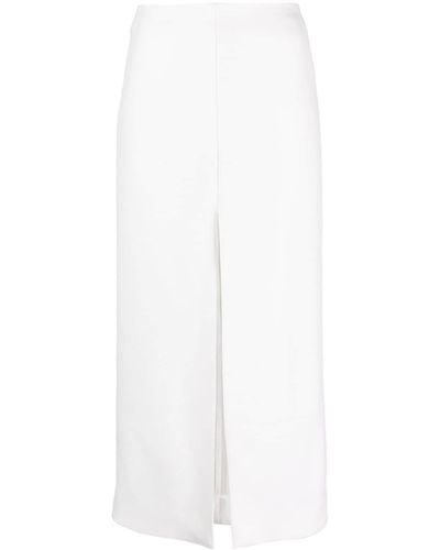 Patou Front-slit Midi Skirt - White
