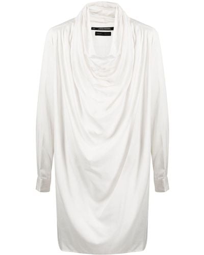 Julius Draped-design Long-sleeve Shirt - White