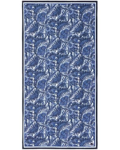 Etro Badetuch mit Blumen-Print - Blau