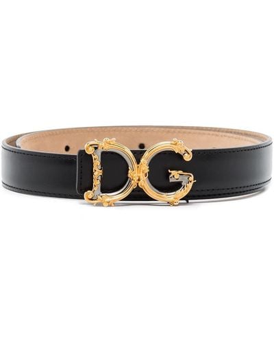 Dolce & Gabbana バロックモノグラムバックル ワイドレザーベルト - ブラック