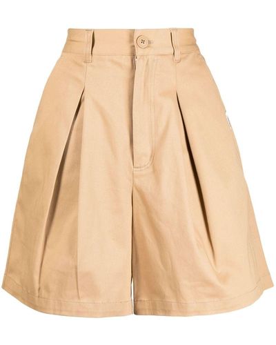 Chocoolate Pleated High-waisted Shorts - Natural