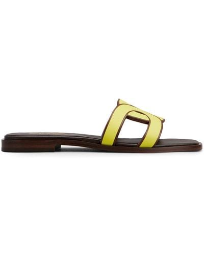 Tod's Logo-strap Leather Sandals - Yellow