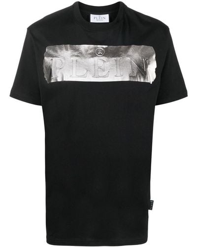 Philipp Plein T-shirt à logo métallisé - Noir