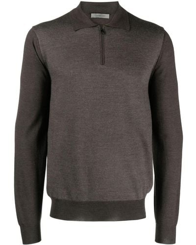 Corneliani Fine-knit Wool Polo Shirt - Grey