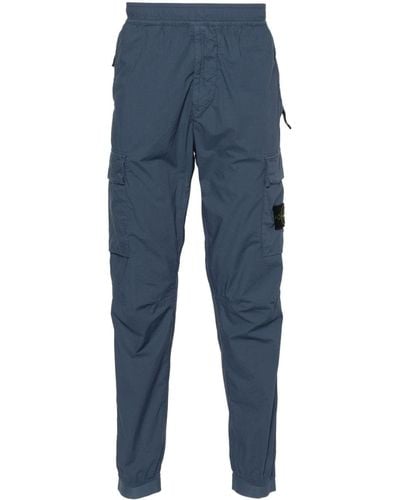 Stone Island Compass-appliqué Tapered Cargo Pants - Blue