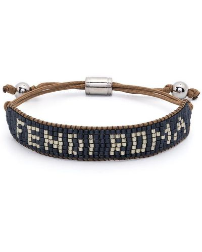 Fendi Signature Bead-logo-detail Bracelet - White
