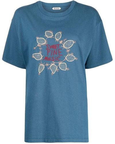 Bode T-shirt Sweet Pine Music en coton - Bleu