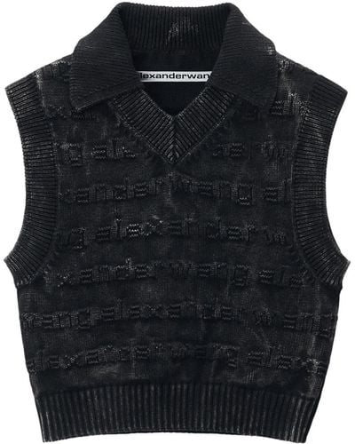 Alexander Wang Logo-intarsia Knitted Vest - Black