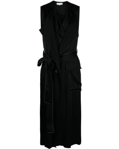 Victoria Beckham Belted Sleeveless Midi Dress - Black