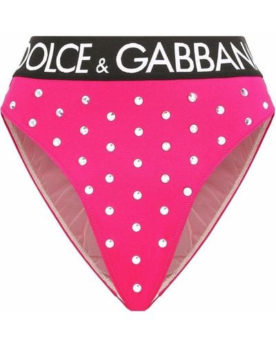 Dolce & Gabbana Bragas de talle alto con apliques de strass - Rosa