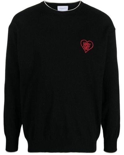 FAMILY FIRST Embroidered-logo Crew-neck Jumper - Black