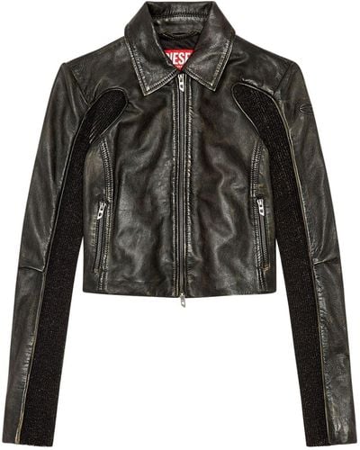 DIESEL L-totem Leather Jacket - Black