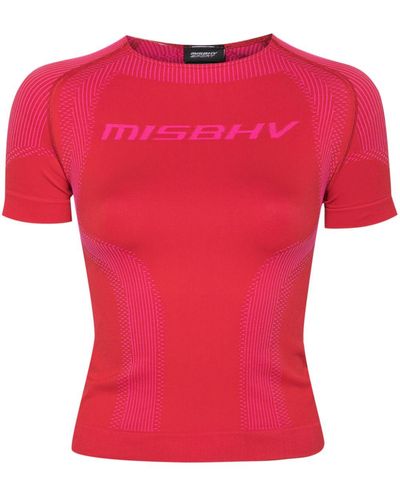 MISBHV Camiseta deportiva con logo en jacquard - Rosa