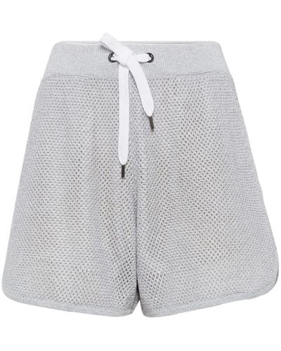 Brunello Cucinelli Pantalones cortos con hilos metalizados - Gris