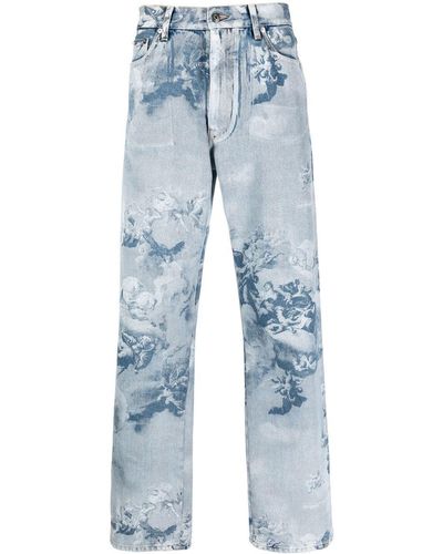 Off-White c/o Virgil Abloh Jeans mit grafischem Print - Blau