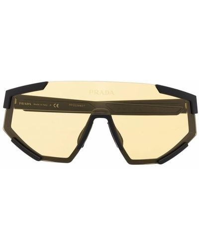 Prada Visor-frame Acetate Sunglasses - Men's - Acetate - Natural
