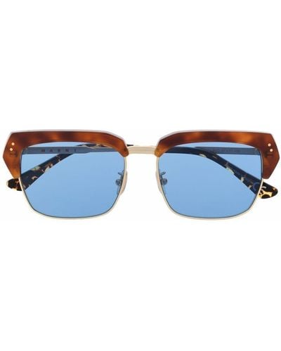 Marni Eckige Sonnenbrille in Schildpattoptik - Blau