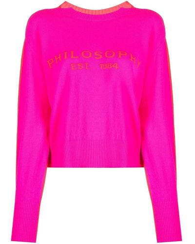 Philosophy Di Lorenzo Serafini Crew Neck Knitted Sweater - Pink