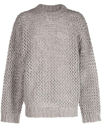 Holzweiler Open-knit Merino Wool Sweater - Gray