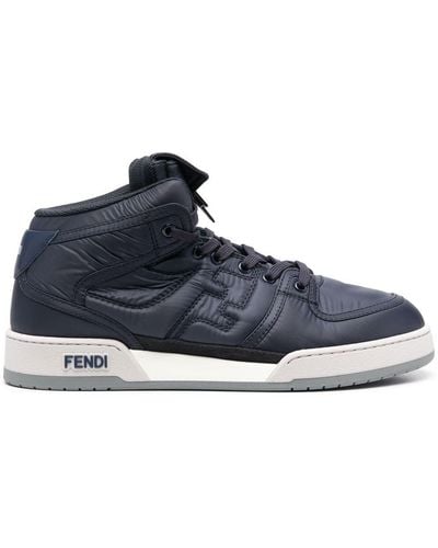 Fendi Ff Logo-embossed High-top Trainers - Blue