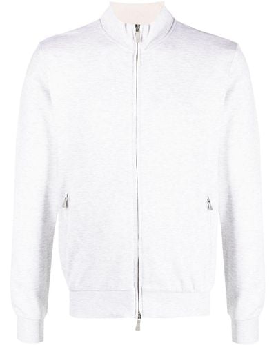 Eleventy Jersey Zip-up Sweatshirt - White