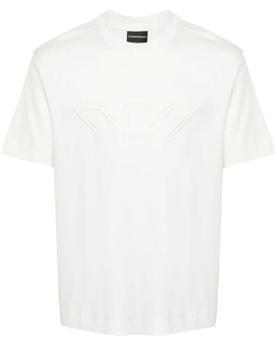 Emporio Armani Logo-embroidered Cotton T-shirt - White