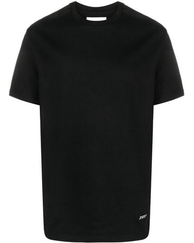 Jil Sander T-shirt en maille à plaque logo - Noir