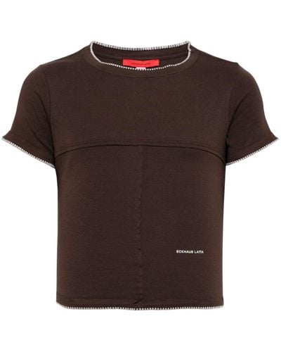 Eckhaus Latta Contrasting-trim Cotton T-shirt - Bruin
