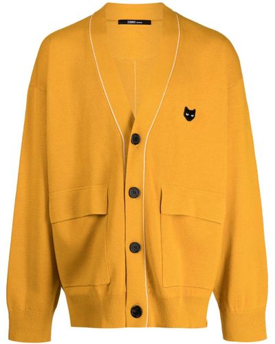 ZZERO BY SONGZIO Trace Panther V-neck Cardigan - Yellow