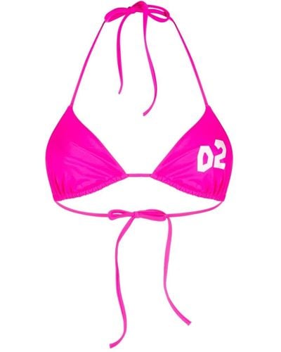 DSquared² Geblümtes Triangel-Bikinioberteil - Pink