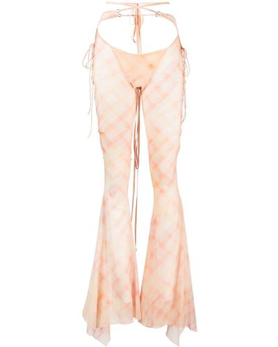 KNWLS Glimmer Checked Flared Pants - Pink