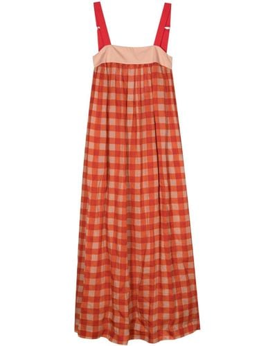 Semicouture Check-print Maxi Dress - Red